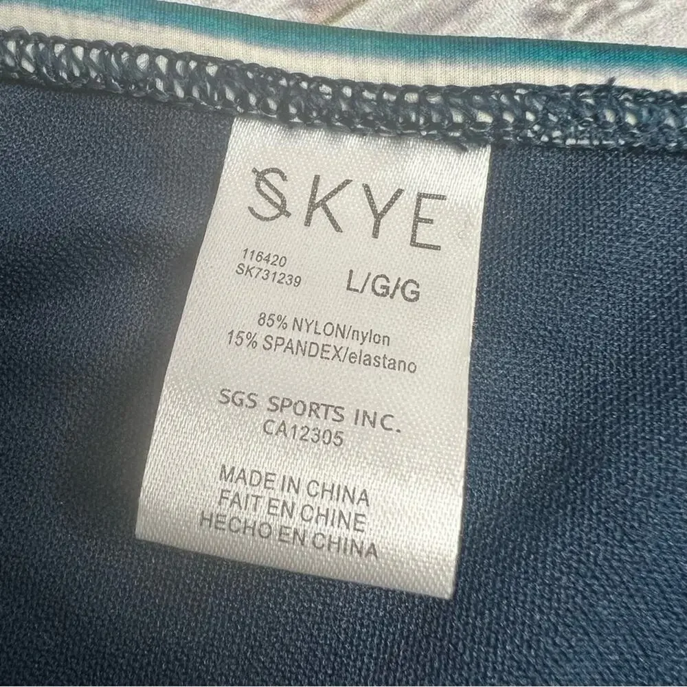Skye Large Standard‎ Alessia Cinch Higher Rise Bikini Bottom Swimsuit Blue White